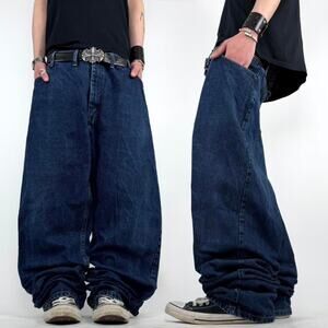 Vintage y2k archive rare baggy wide leg dark wash grunge jeans